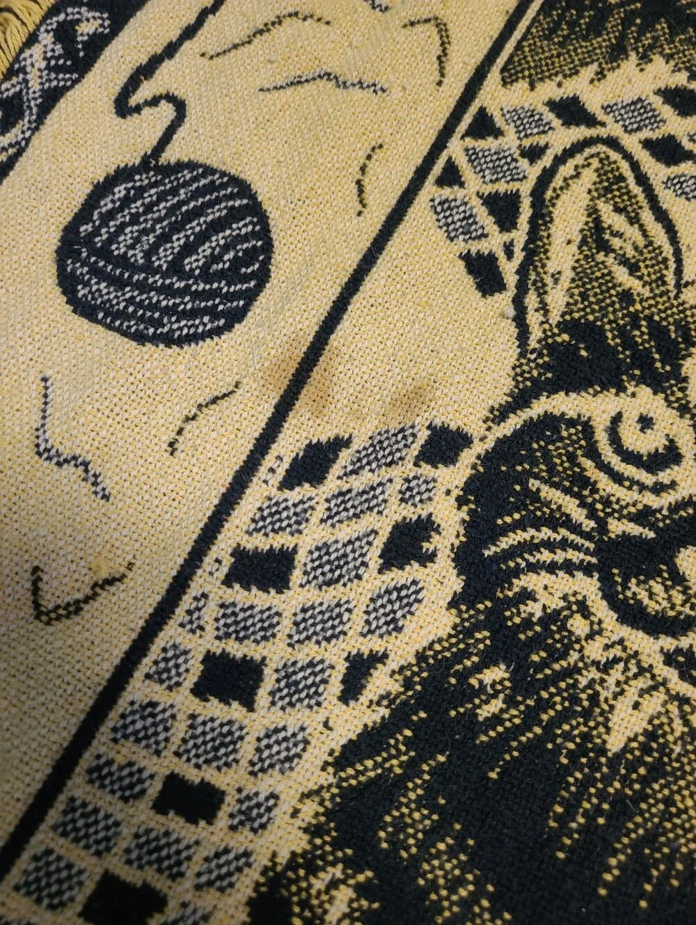Cat Pattern Accent Throw Pillow Cover - Navy and Cream